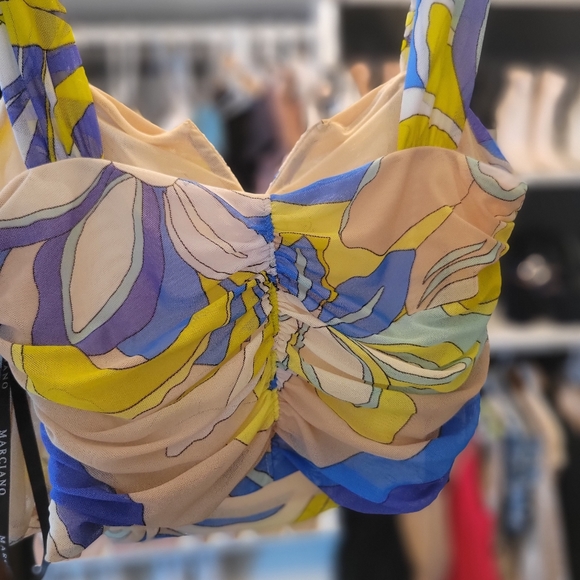 Mesh Crop Top Bustier with straps-Mixed blue-Marciano - Picture 6 of 6